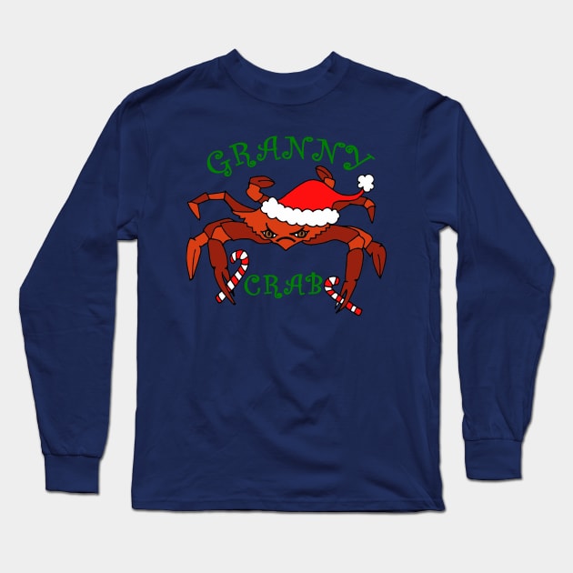 Funny Granny Crab Christmas Crab Long Sleeve T-Shirt by DesignFunk